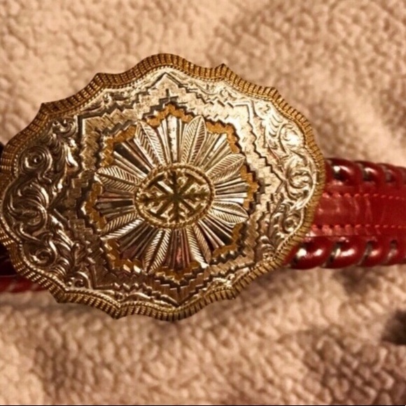 JUSTIN TOP GRAIN COWHIDE BELT WITH CRUMRINE BUCKLE main image 2